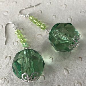 Green disco ball earrings (Jesse James beads)